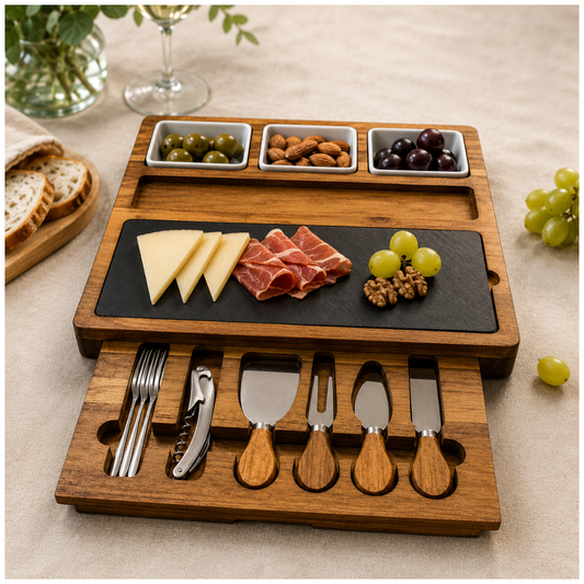 Set de Tabla de Quesos con 6 Utensilios