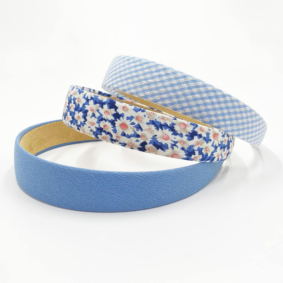 Set x6 Vinchas Mujer Tonos Azules