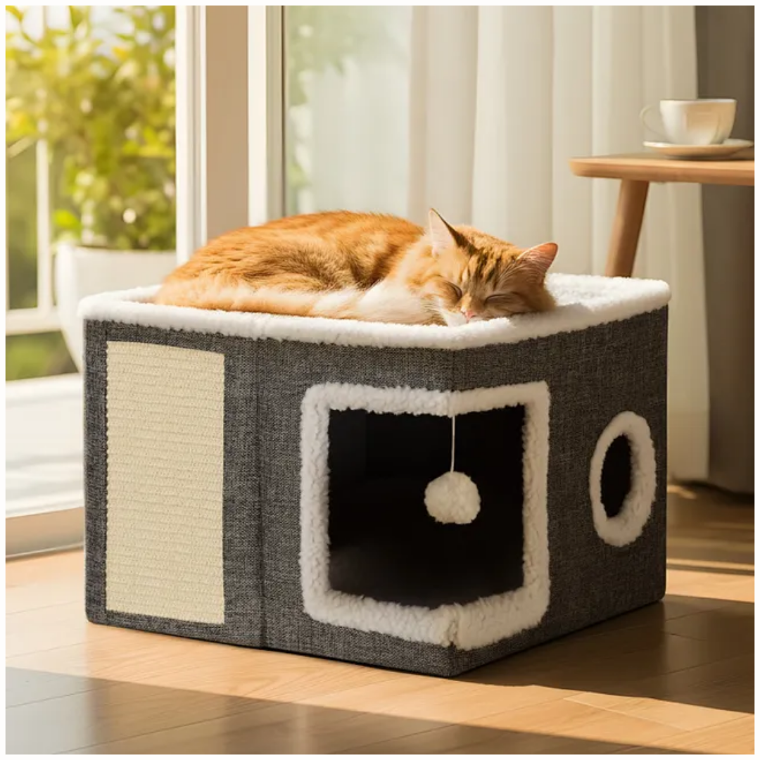 Casa de Gato con Pompom 39 x 39 x 32 cm
