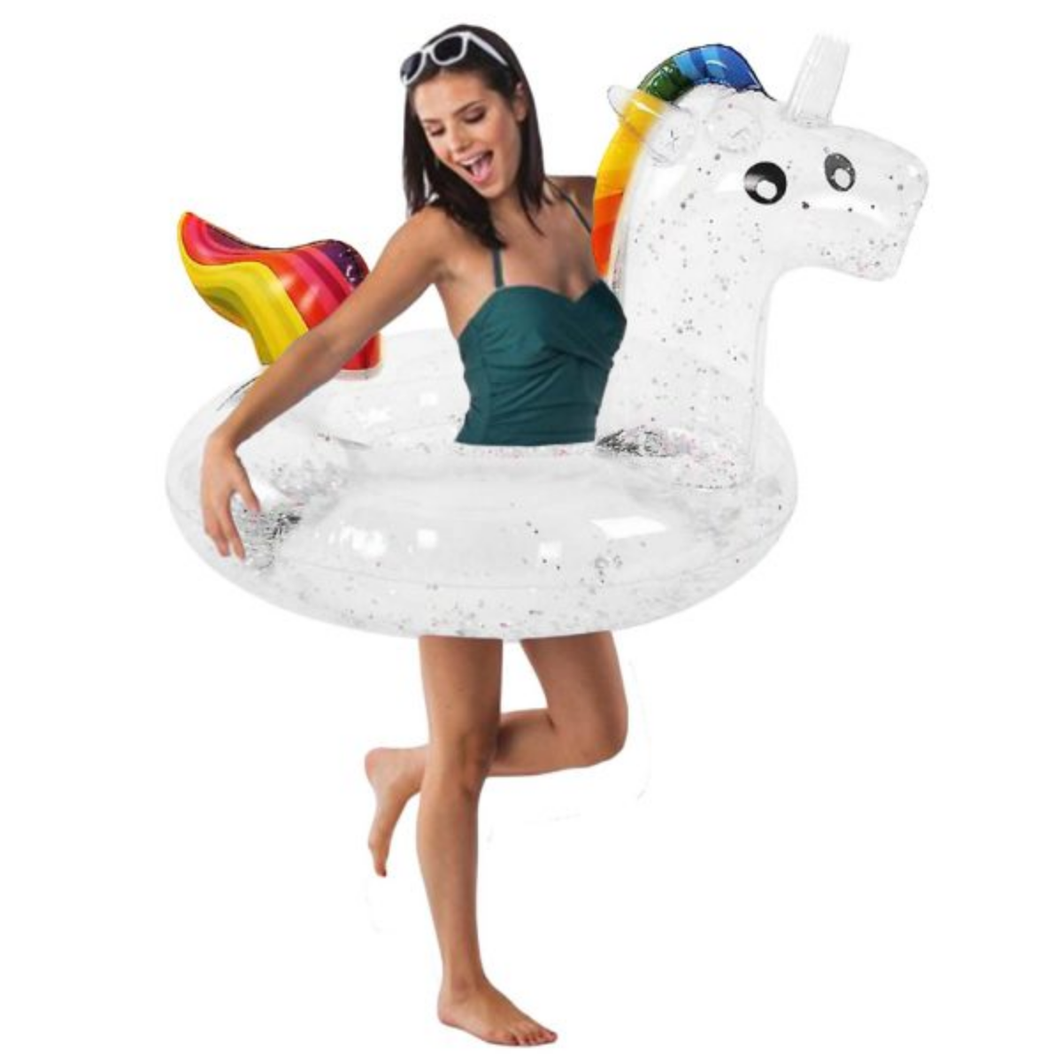 Flotador Inflable Unicornio Arcoiris Transparente