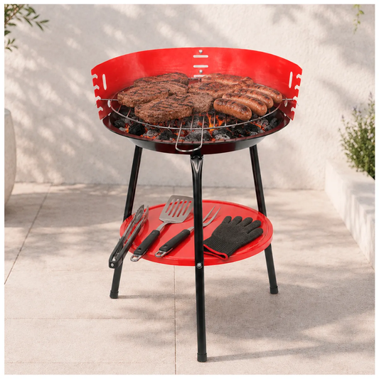 Parrilla Portátil Camping Roja con Base