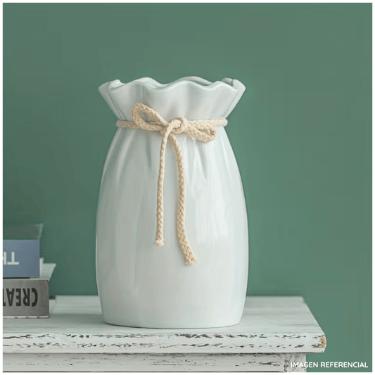 Jarrón Decorativo Blanco de Cerámica