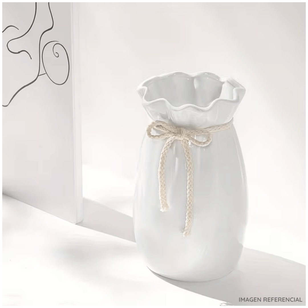 Jarrón Decorativo Blanco de Cerámica