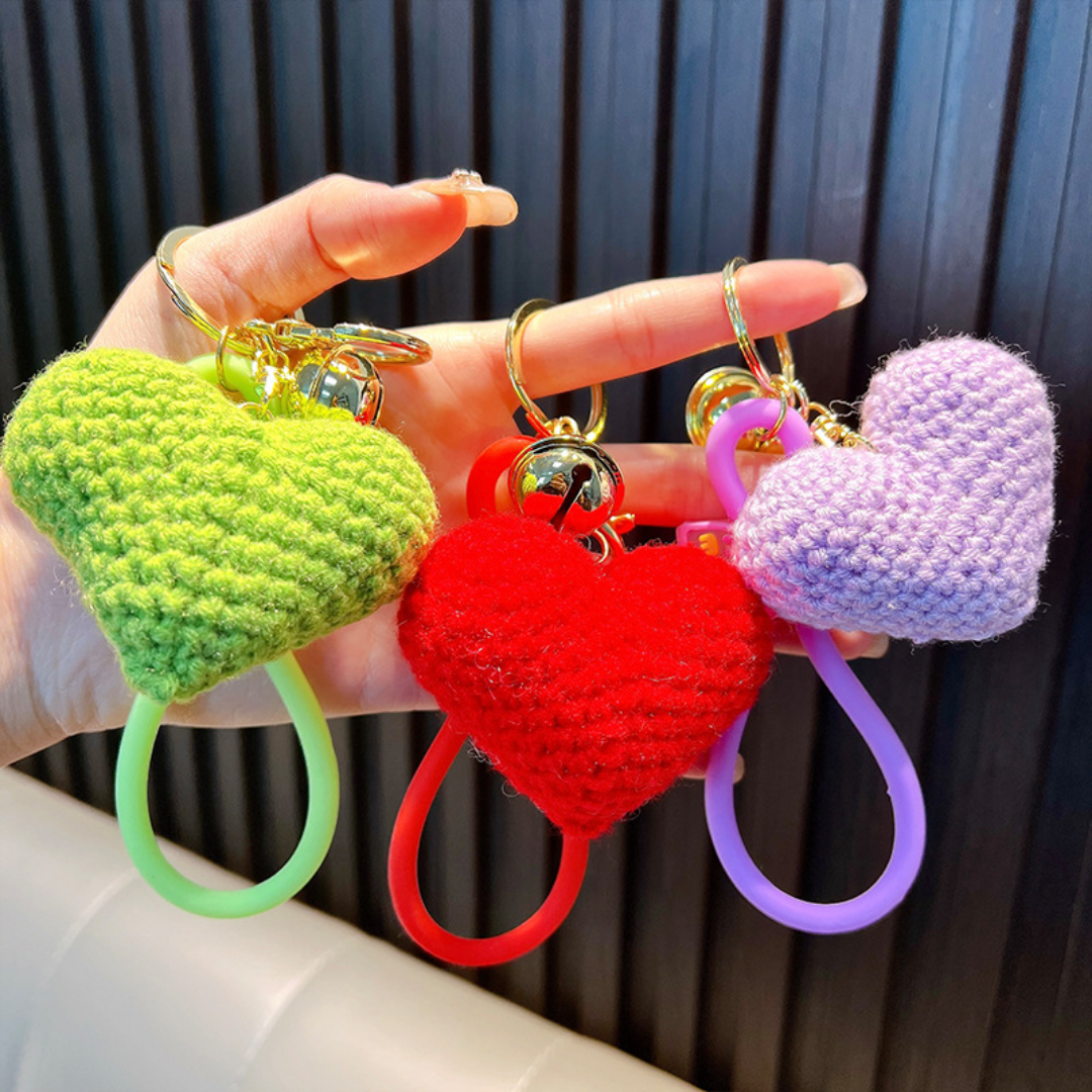 Llavero Tejido Diseño Corazón