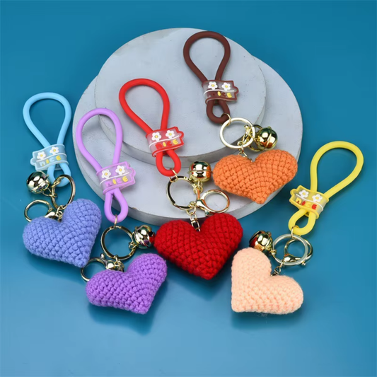 Llavero Tejido Diseño Corazón