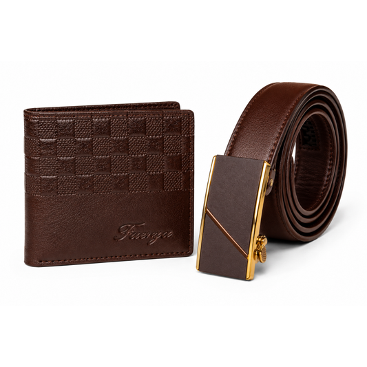 SET DE REGALO BILLETERA Y CORREA - MARRON