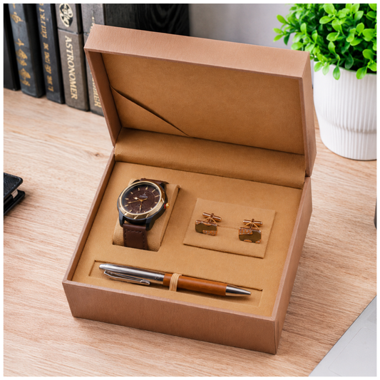Set de Regalo Ejecutivo con Reloj Gemelos y Bolígrafo