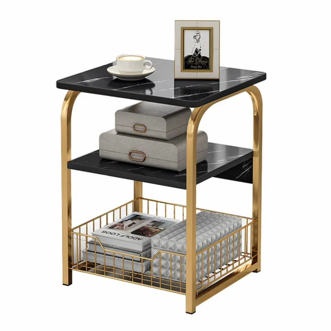 Mesa Auxiliar Con Base Dorada