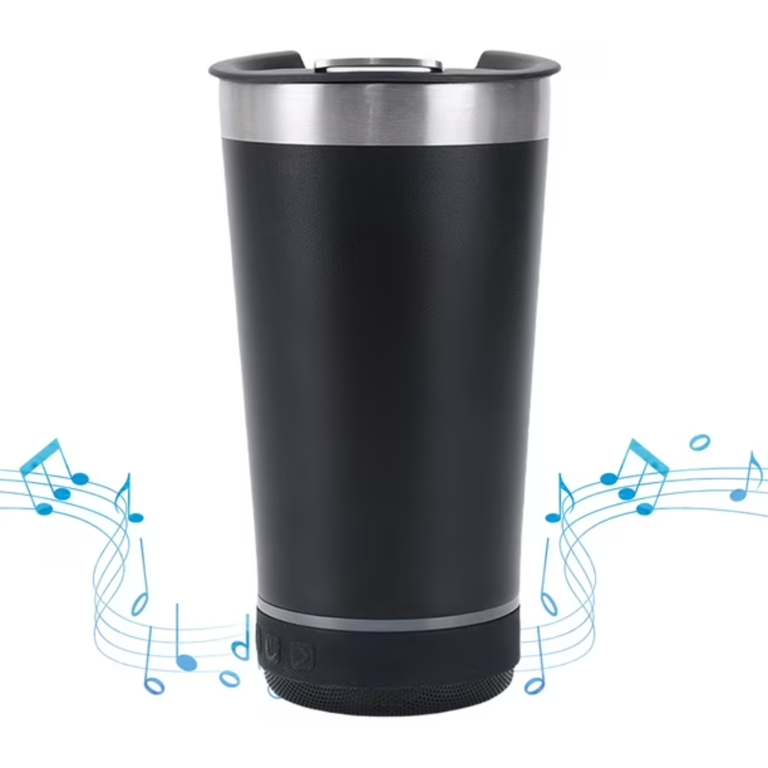 Vaso termico 600ml negro con bluetooth