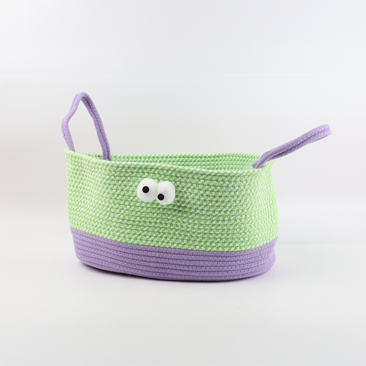 Canasto con Asas Morado Verde y Ojitos