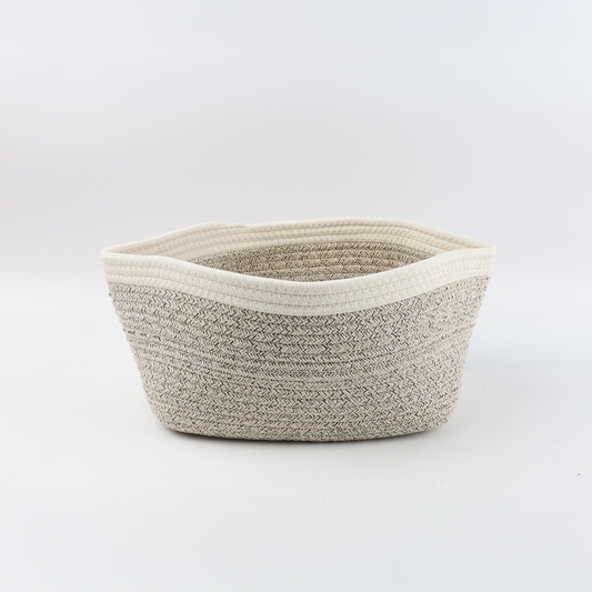Canasto Ovalado Beige/Blanco