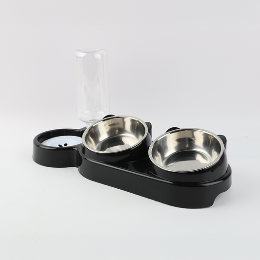 Plato Doble para Mascota con Bebedero