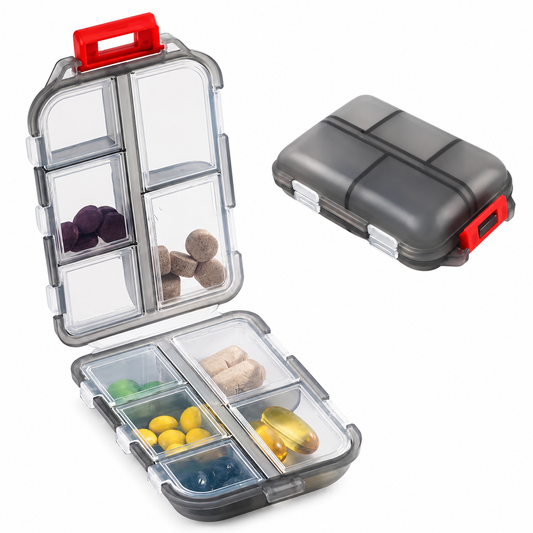 Pastillero Organizador Gris/Rojo