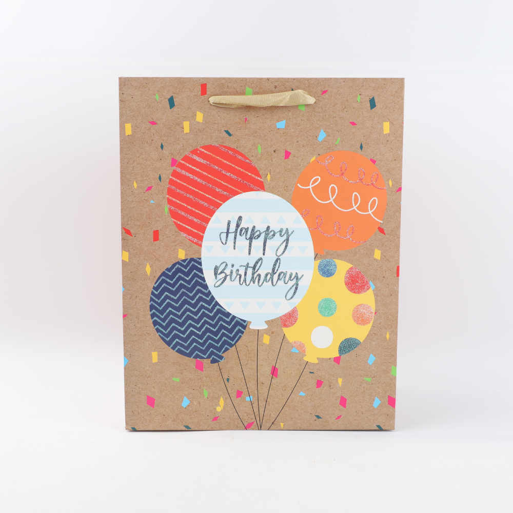 Bolsa De Regalo Marrón Globos