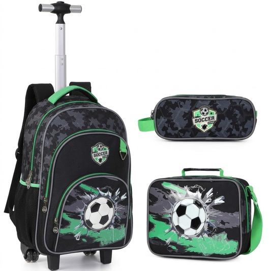 SET X 3 MOCHILA CON RUEDAS-LONCHERA - CARTUCHERA BALON
