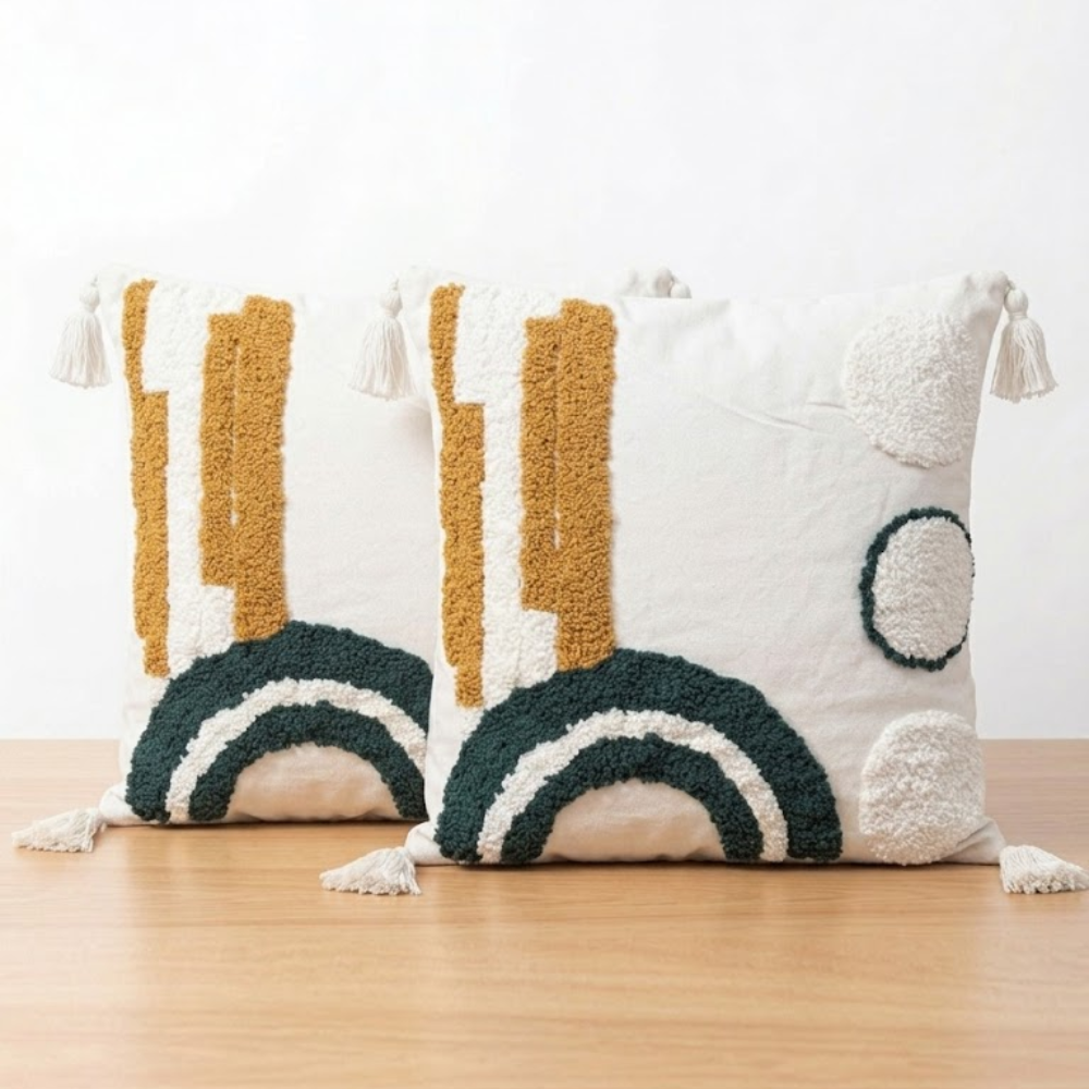 SET DE 2 COJINES 45X45 VERDE/ BEIGE