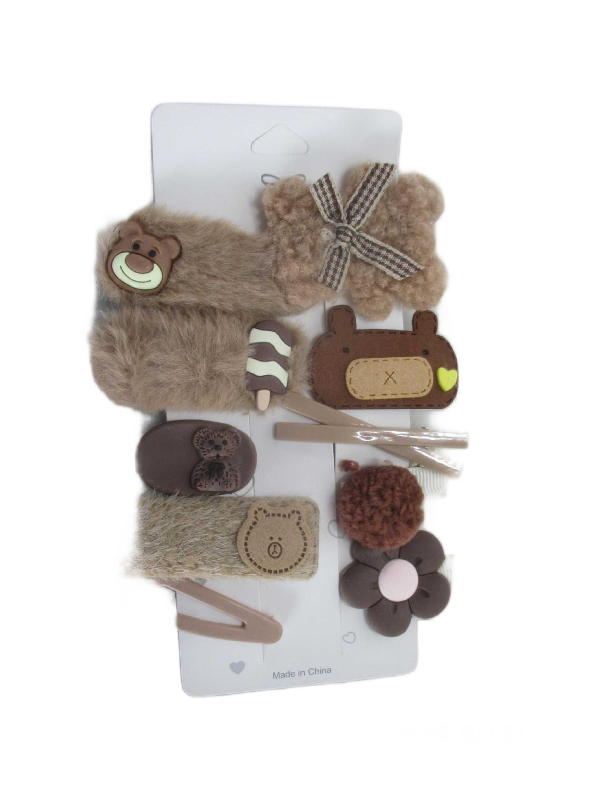 SET DE 10 CLIPS PARA CABELLO ESTILO PELUCHE MARRÓN