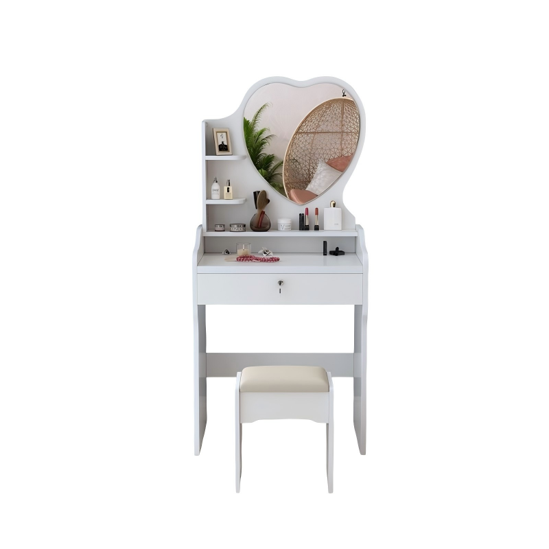 Set de tocador con Espejo de Corazón y Banco