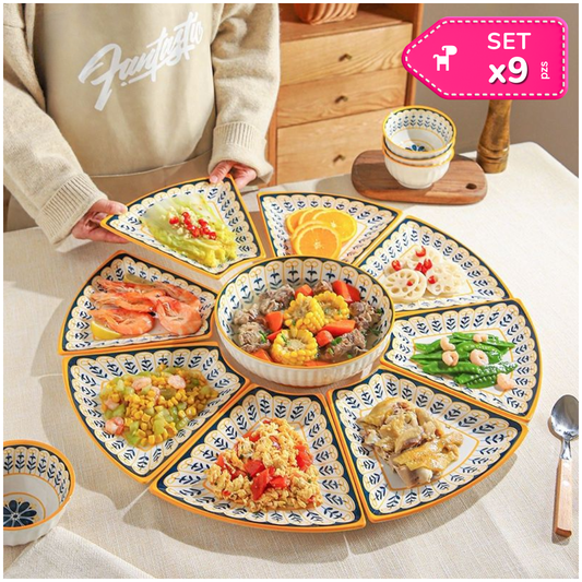 Set x9 Bandejas Platos para Piqueos Snacks y Aperitivos
