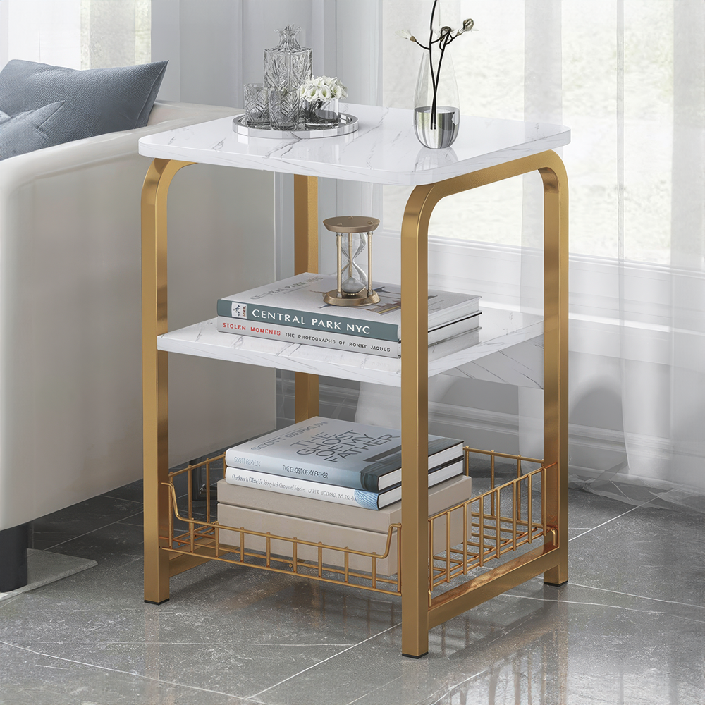 Mesa Auxiliar Con Base Dorado
