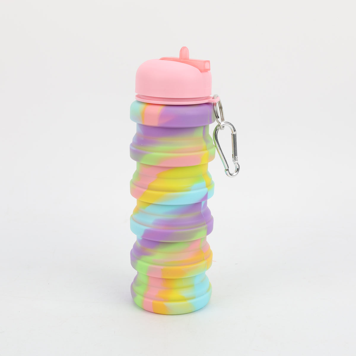 BOTELLA PLEGABLE DE SILICONA | ROSA-ARCOIRIS