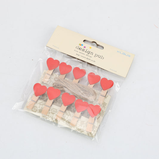 SET DE 10 PINZAS CORAZON ROJO