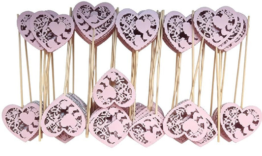 PACK DE 24 CORAZONES ROSADOS