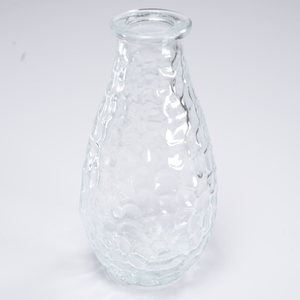 FLORERO DE VIDRIO TEXTURA TRANSPARENTE 14 CM
