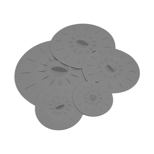 Juego De 5 Tapas De Silicona Gris