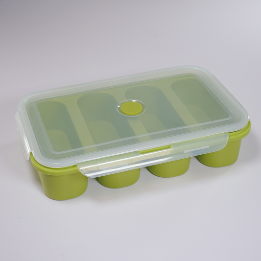 RECIPIENTE 4 DIVISIONES CON TAPA | VERDE