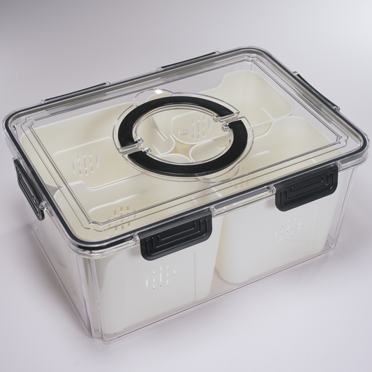 CONTENEDOR DE ALIMENTOS RECTANGULAR CON 4 DIVISIONES Y TAPA