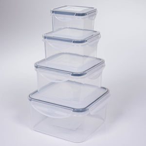 SET DE 4 CONTENEDORES CUADRADOS TRANSPARENTE