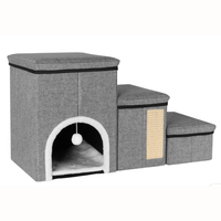 Casa de Mascota Gatos Escalones Plegable 3 Niveles