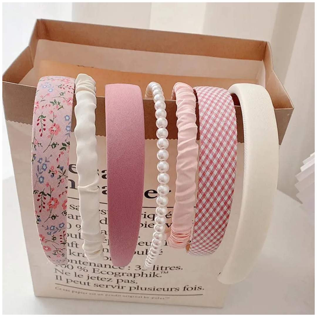 Set x7 Vinchas Mujer Tonos Rosa