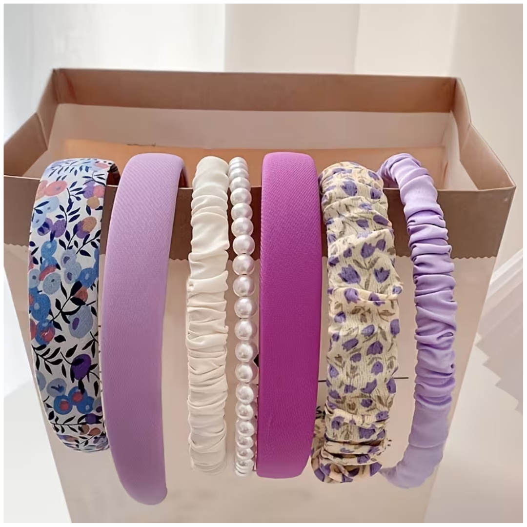 Set x7 Vinchas Mujer Tonos Lilas
