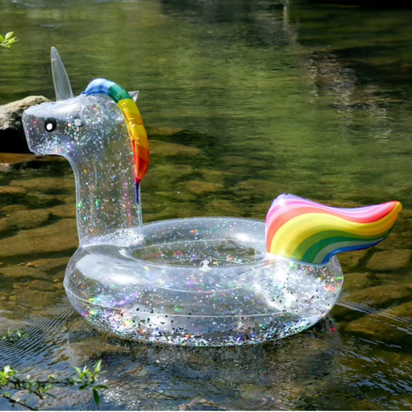 Flotador Inflable Unicornio Arcoiris Transparente