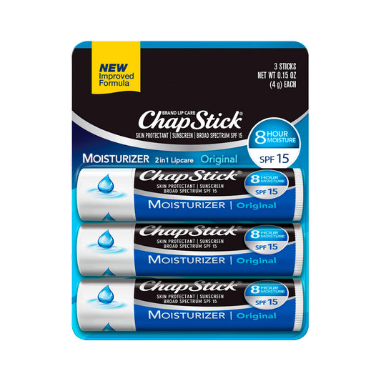 Bálsamo labial CHAPSTICK Hidratante 8hr x3