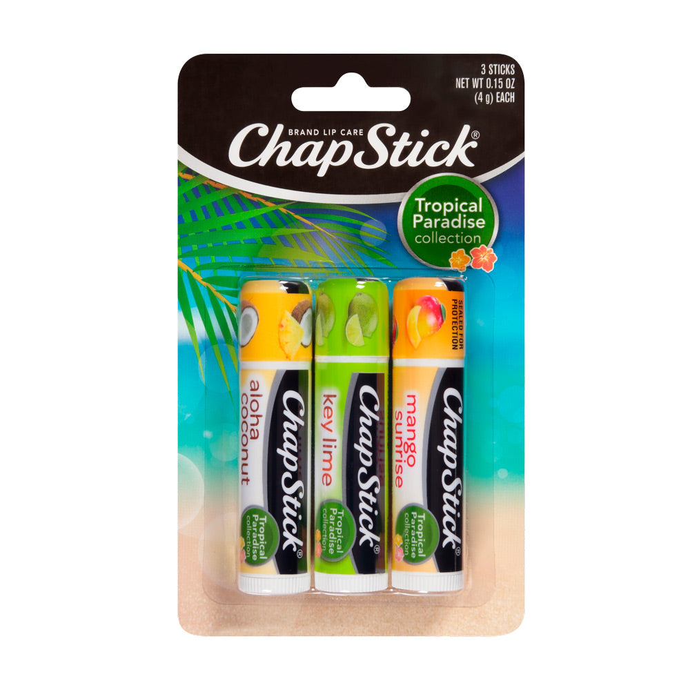 Bálsamo labial CHAPSTICK Tropical Paradise x3