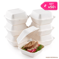 Pack x50 Contenedores Biodegradables para Hamburguesas y Postres