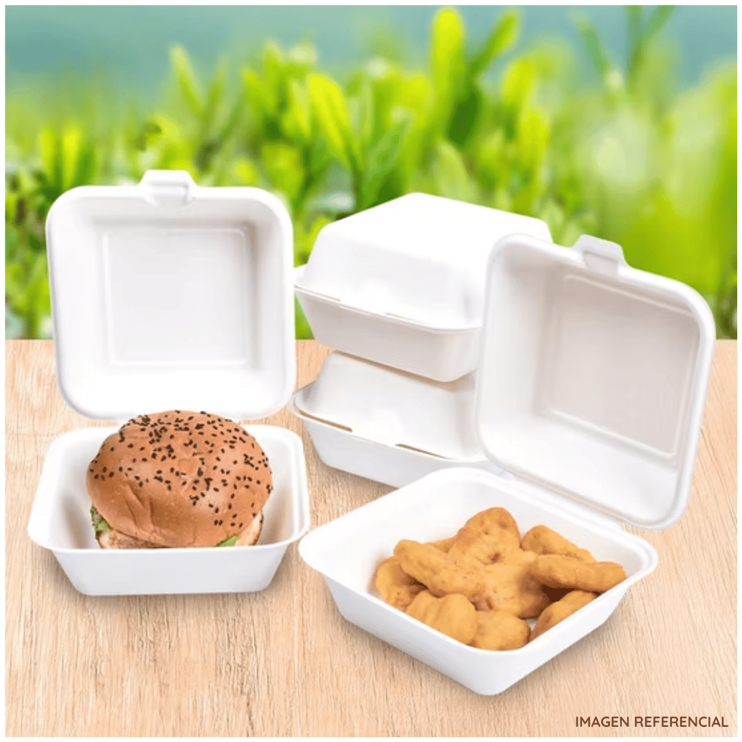 Pack x50 Contenedores Biodegradables para Hamburguesas y Postres