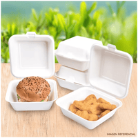Pack x50 Contenedores Biodegradables para Hamburguesas y Postres