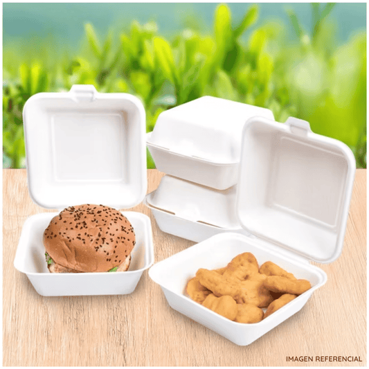 Pack x50 Contenedores Biodegradables para Hamburguesas y Postres