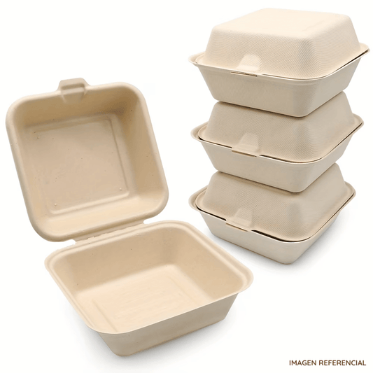 Pack x50 Contenedores Biodegradables para Hamburguesas y Postres