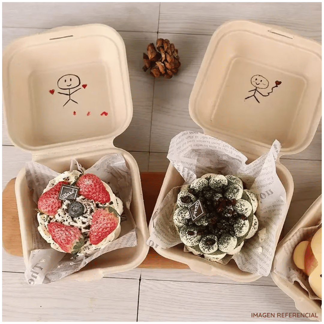 Pack x50 Contenedores Biodegradables para Hamburguesas y Postres