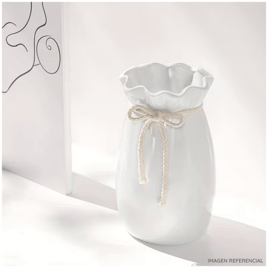 Jarrón Decorativo Blanco de Cerámica