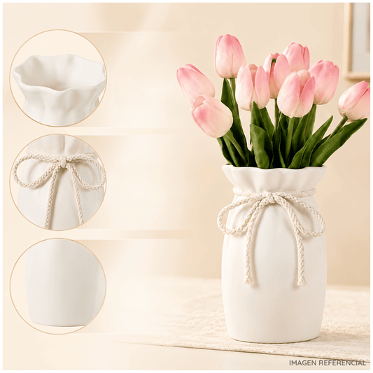 Jarrón Decorativo Blanco de Cerámica