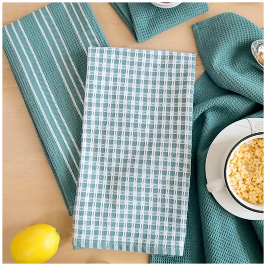 Set x3 Secadores Toallas para Cocina Verde Agua