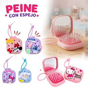 Peine Cepillo Portátil con Espejo y Asa