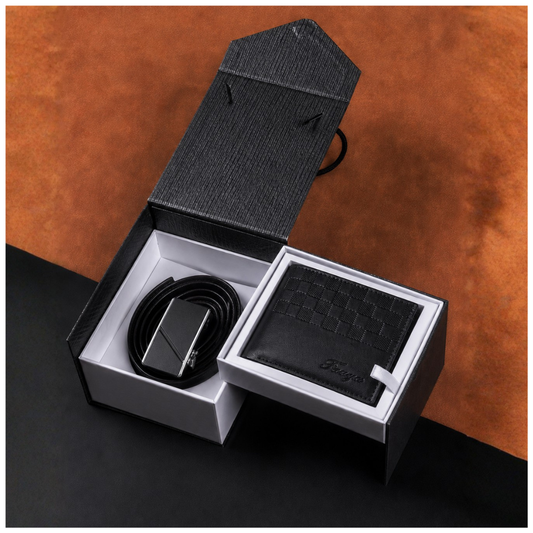 SET DE REGALO BILLETERA Y CORREA - NEGRO
