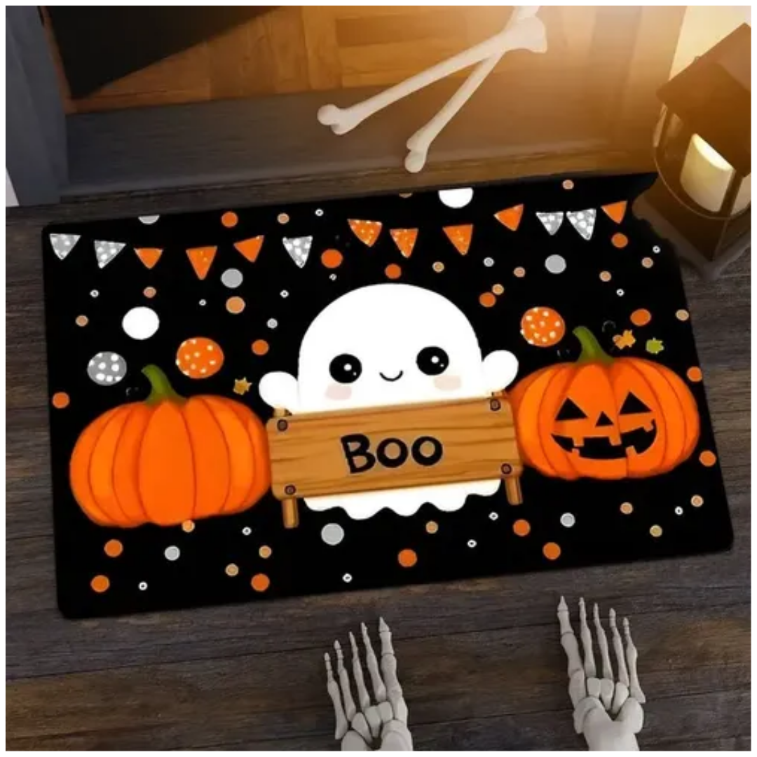 Tapete de Entrada Halloween Fantasma Boo Decorativo